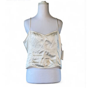 Open Edit Satin Corset Cami Top Women’s Large Ivory Adjustable Straps NWT